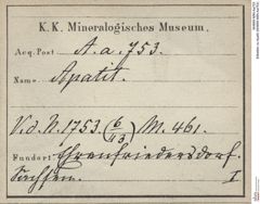 Etiketten zu Apatit (NHMW-MIN-Aa753)